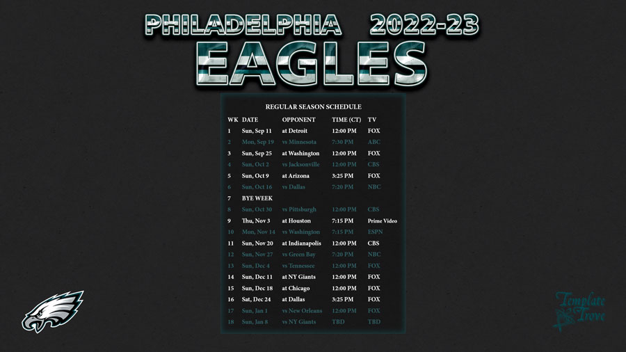 2022 2023 Philadelphia Eagles Wallpaper Schedule FreePrintable.me