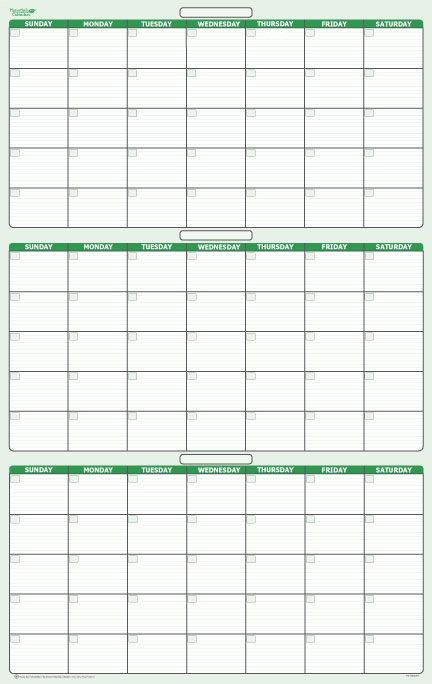 90 Day 3 Month Dry Erasable Wall Calendar 24 Calendar Template Wall