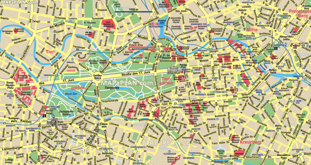 Berlin Maps Top Tourist Attractions Free Printable City Street Map 