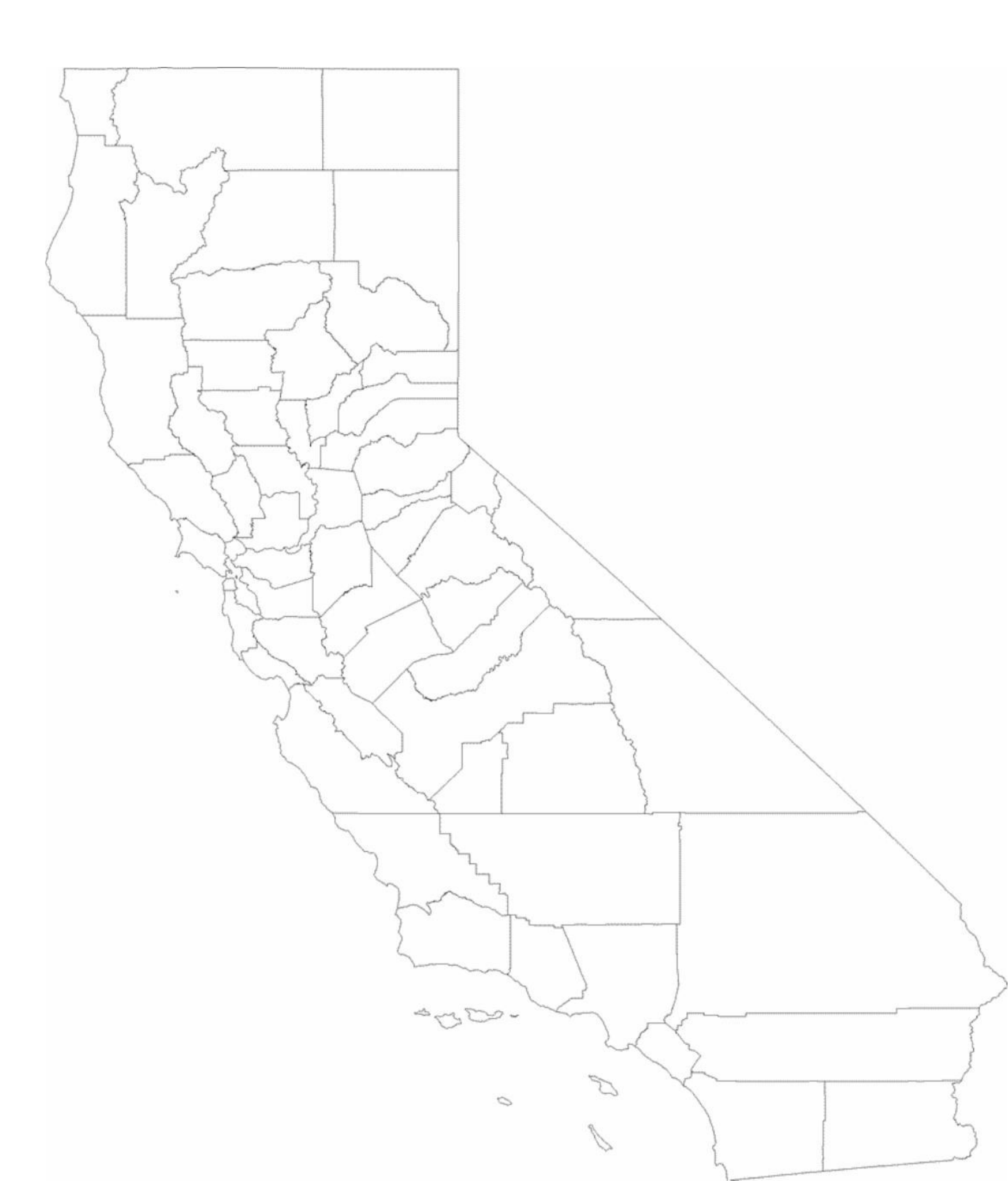 Blank California County Map Free Download