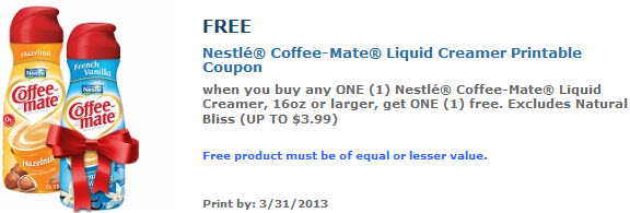 BOGO Coffee Mate Coupon