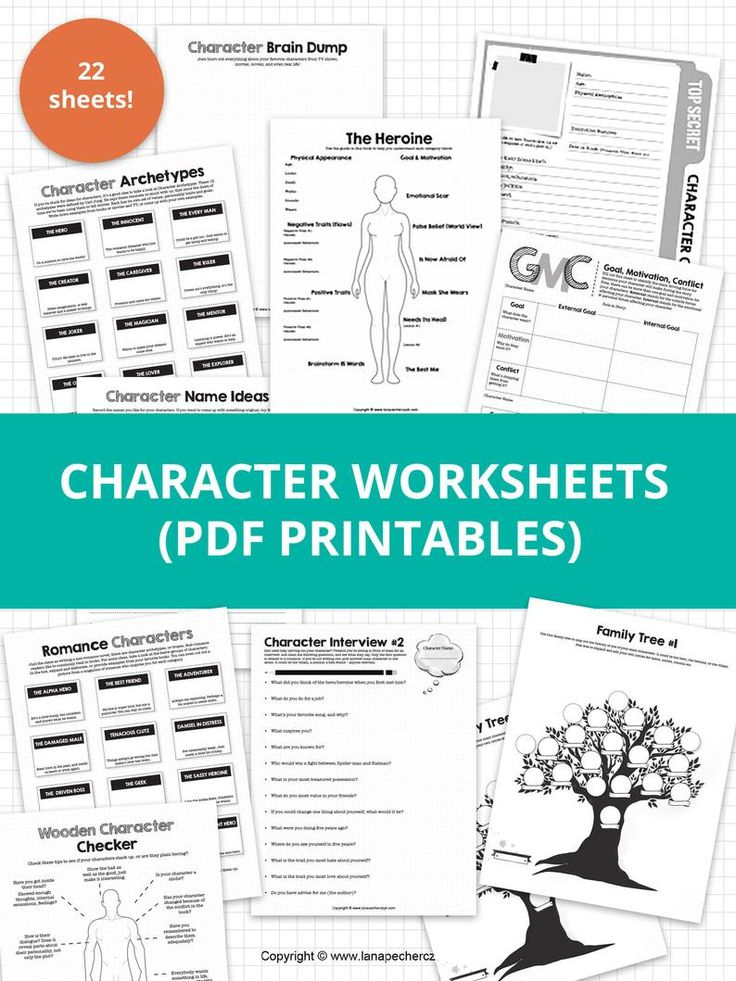 Character Worksheets Author Templates PDF Printables - FreePrintable.me