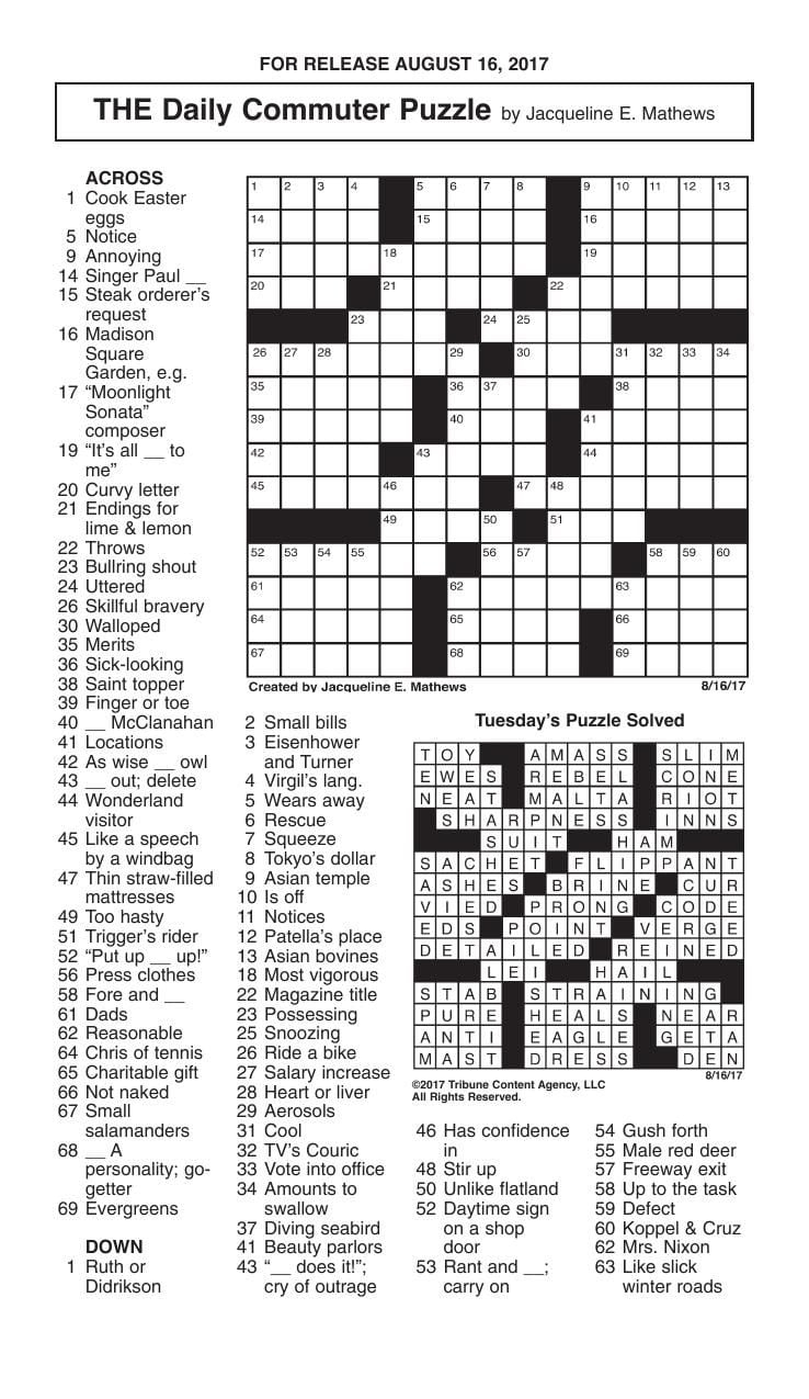 Free Daily Printable Crossword Puzzle Freeprintable Me