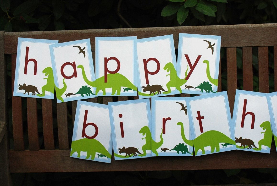 Dinosaur Birthday BANNER Customizable Printable Download PDF