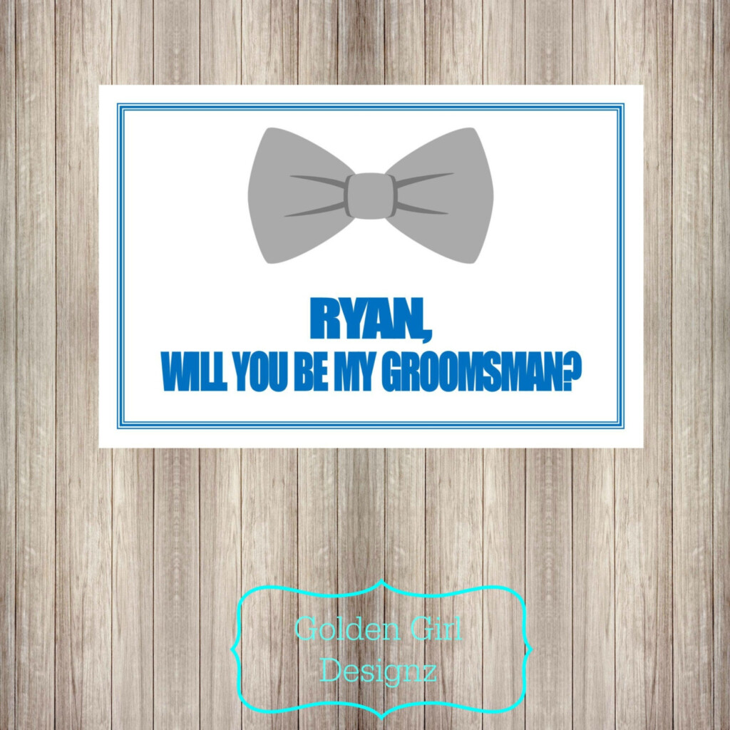 DIY Printable Personalized Will You Be My Groomsman Bowtie Card Best 