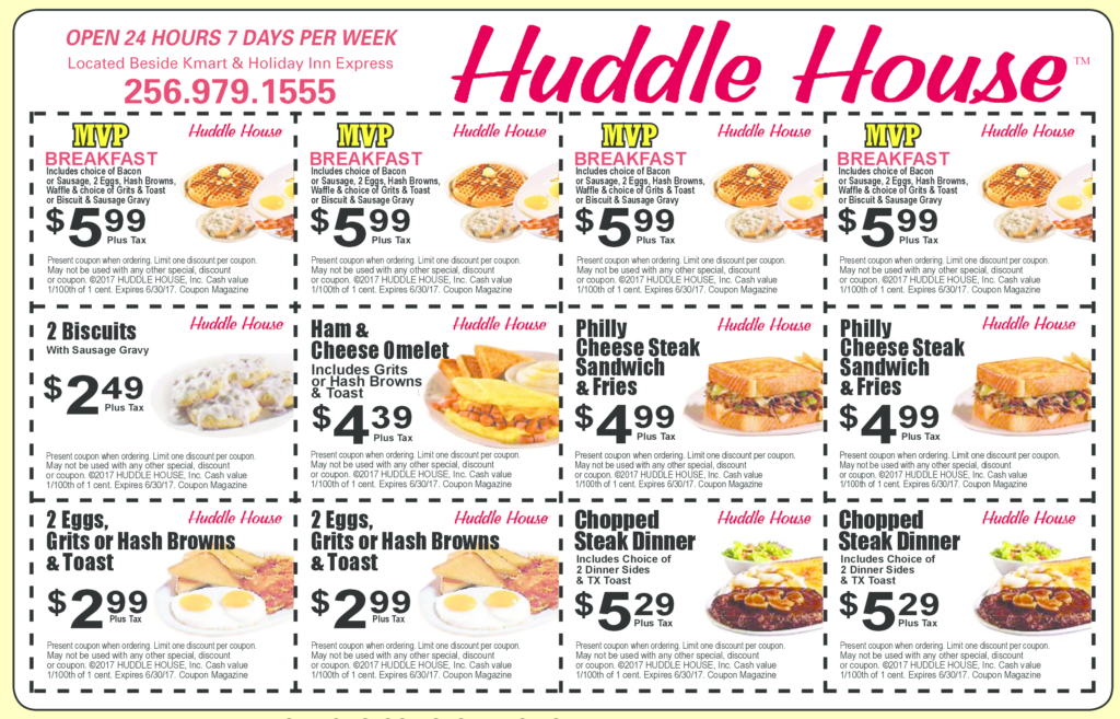 Huddle House Printable Coupons 2023 - FreePrintable.me
