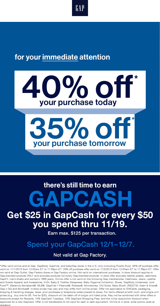 Gap Factory Coupons In Store Printable - FreePrintable.me