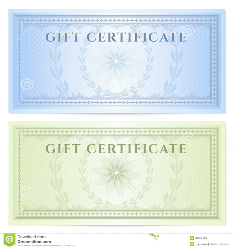 Gift Certificate Voucher Template With Pattern Stock Vector 