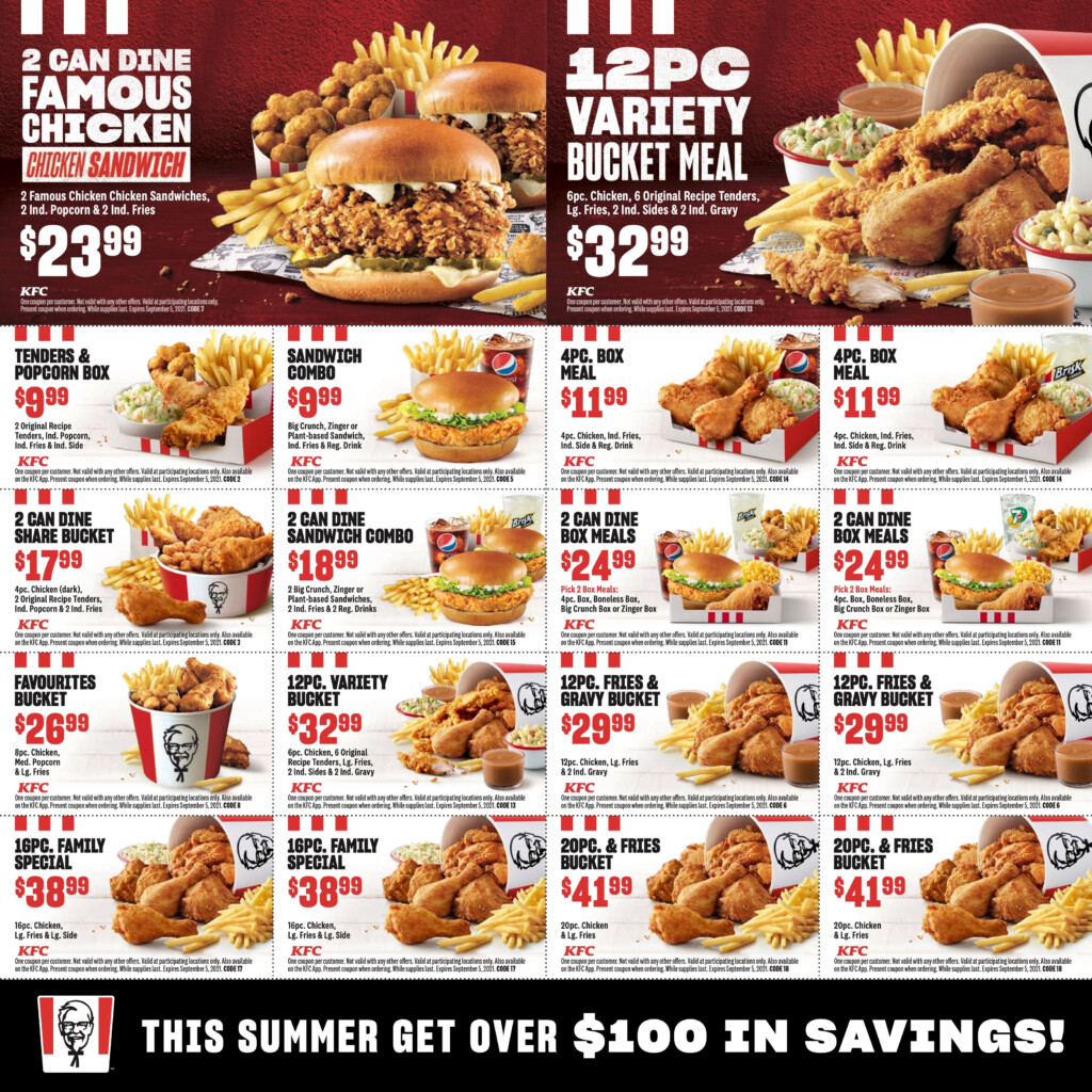 KFC Canada Coupons YT Until September 5 2021