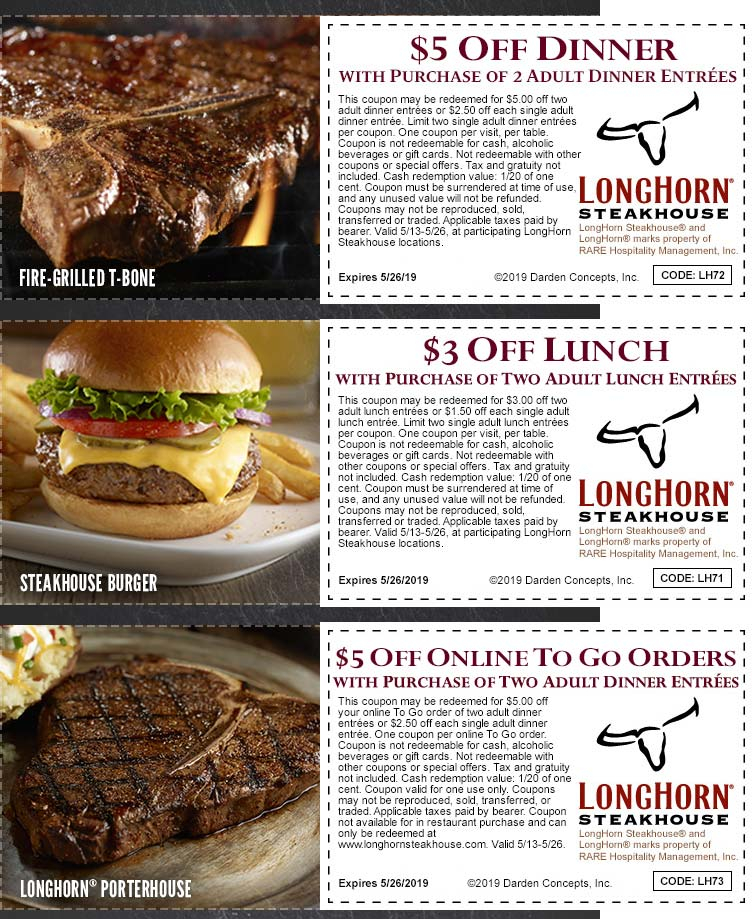 50 Off Longhorn Steakhouse Coupons Codes Printable February 2022 