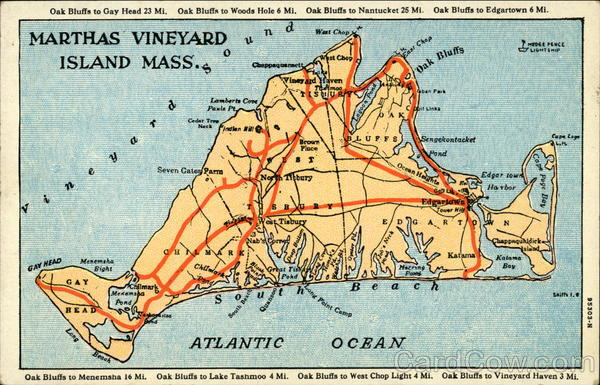 Map Of Martha s Vineyard Island MA Massachusetts Maps