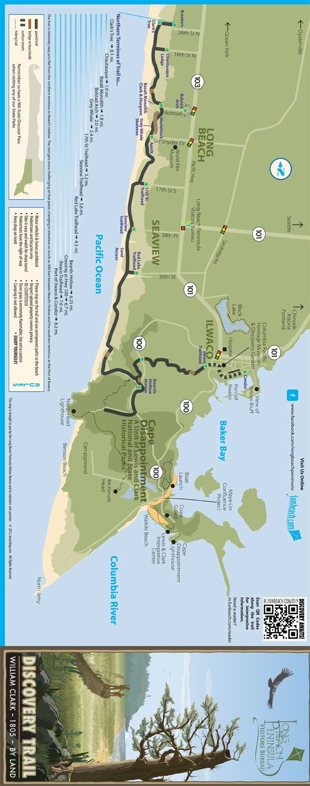 Map To Long Beach Wa Peninsula Washington Beaches Trail Maps Map ...