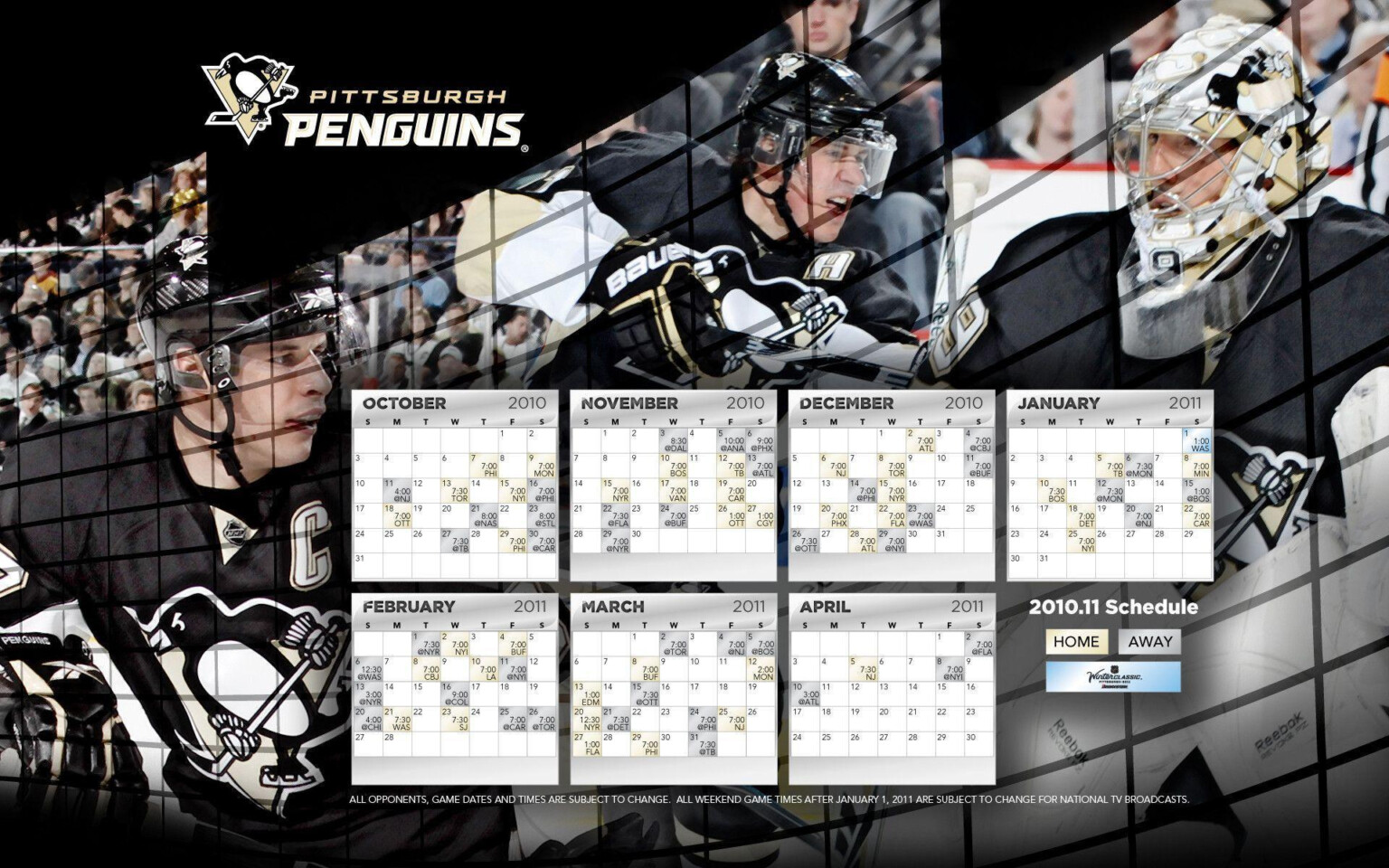 Free Printable Penguins Schedule 2023 24