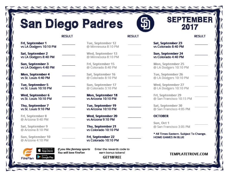 Printable 2017 San Diego Padres Schedule 1 768x593 