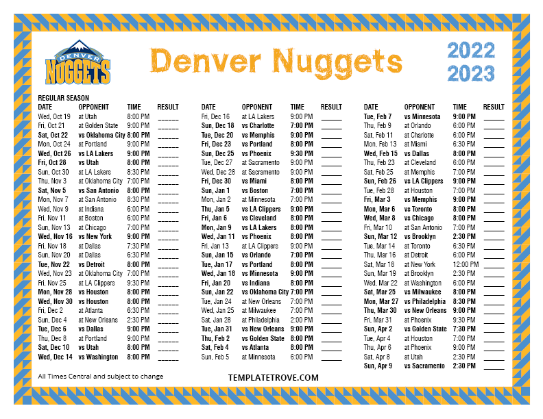 Utah Jazz Schedule 2023 Printable FreePrintable.me