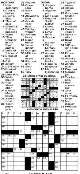 Today s Crossword Puzzle Answers Eugene Sheffer Riddle Outstanding