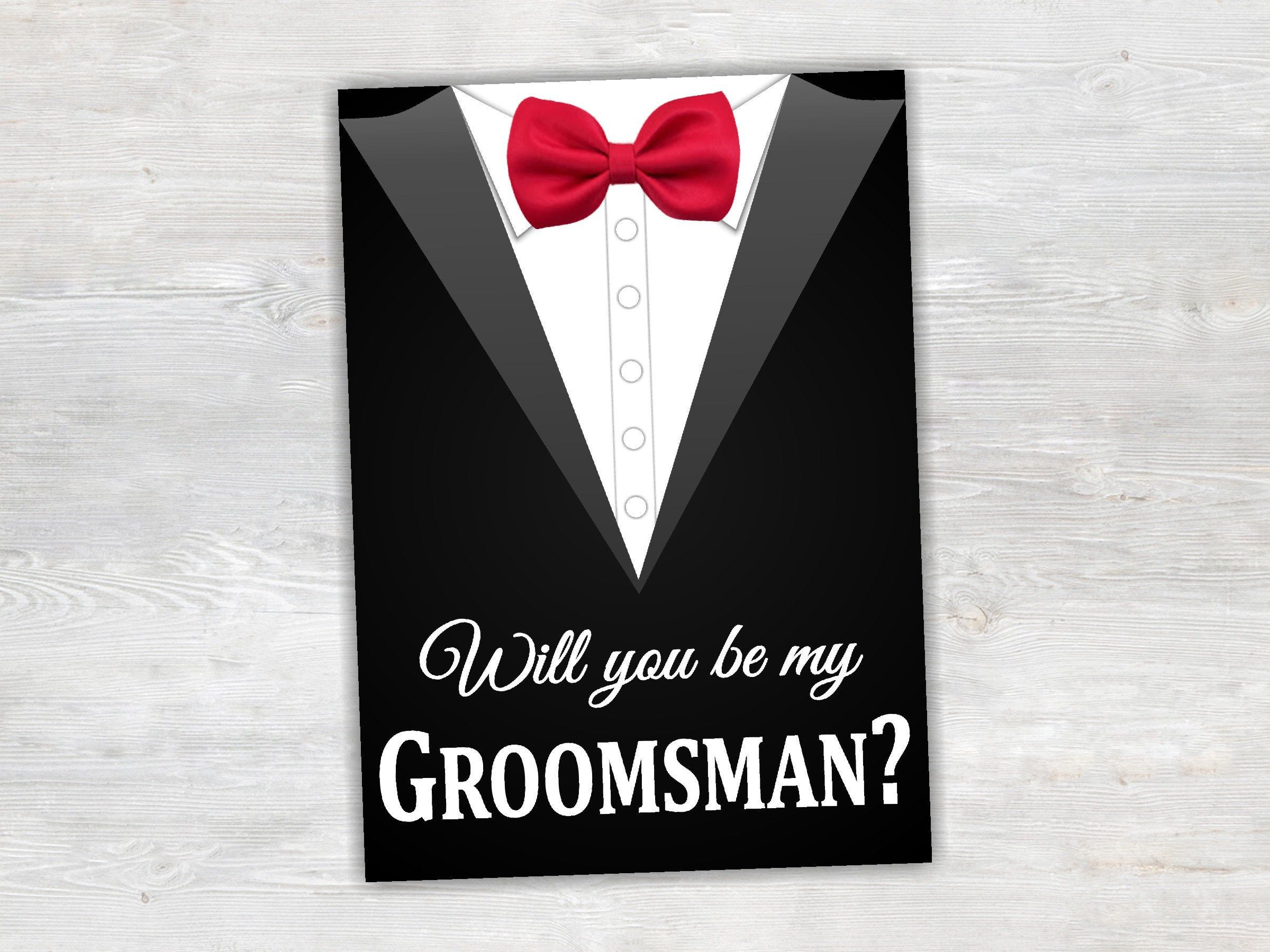 Will You Be My Groomsman Card Printable Card Tuxedo Card Etsy Be My